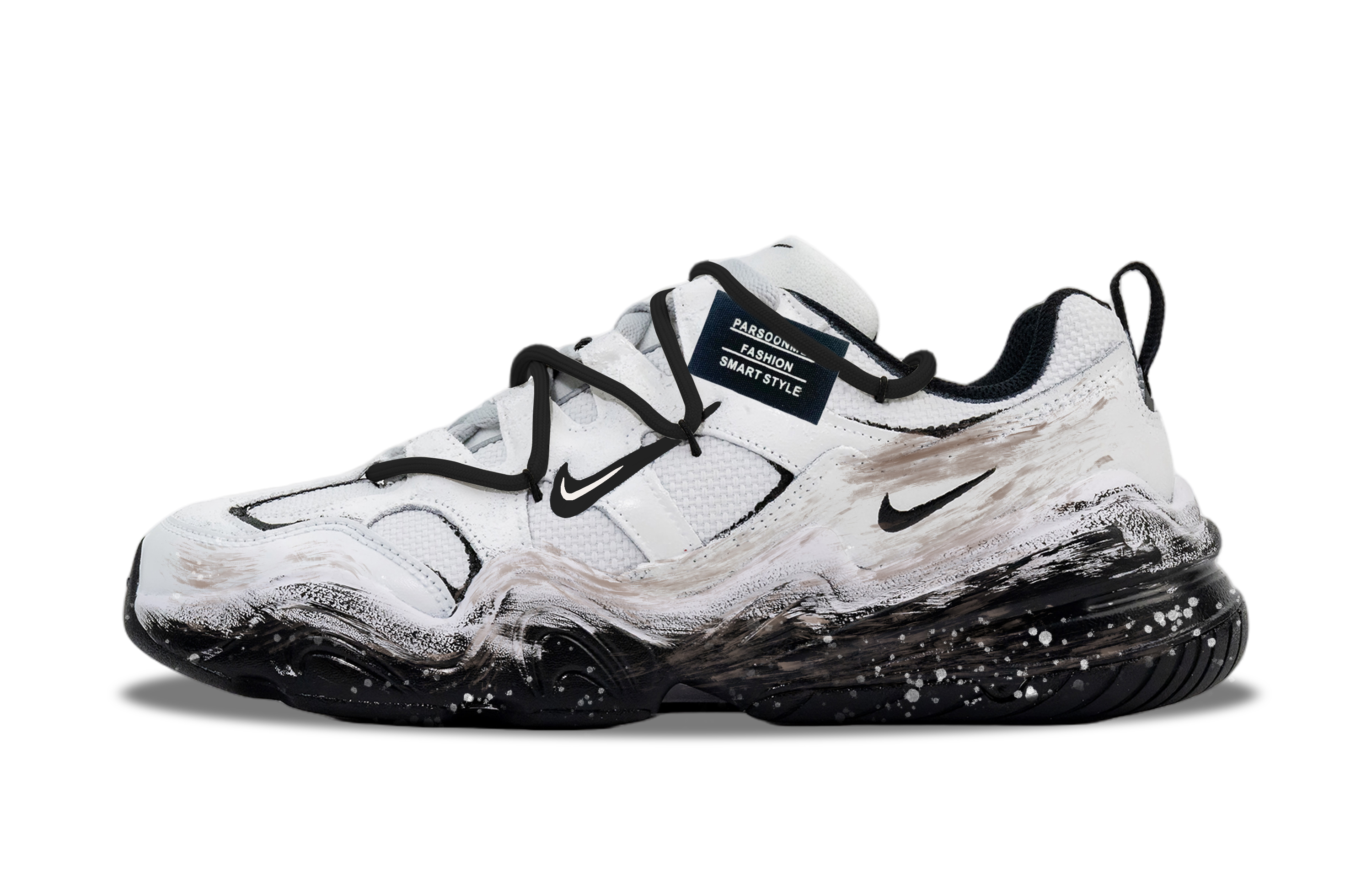 Nike Tech Hera Cushioning, Abrasion Resistant, Height Increasing Low top Casual Shoes Unisex Black White