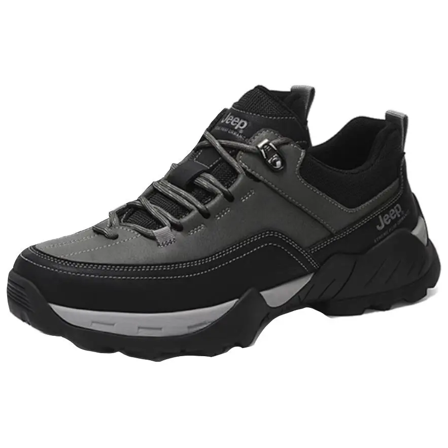 Jeep Anti-Slip Wear-Resistant Low-Top Hiking Shoes Men's Gray