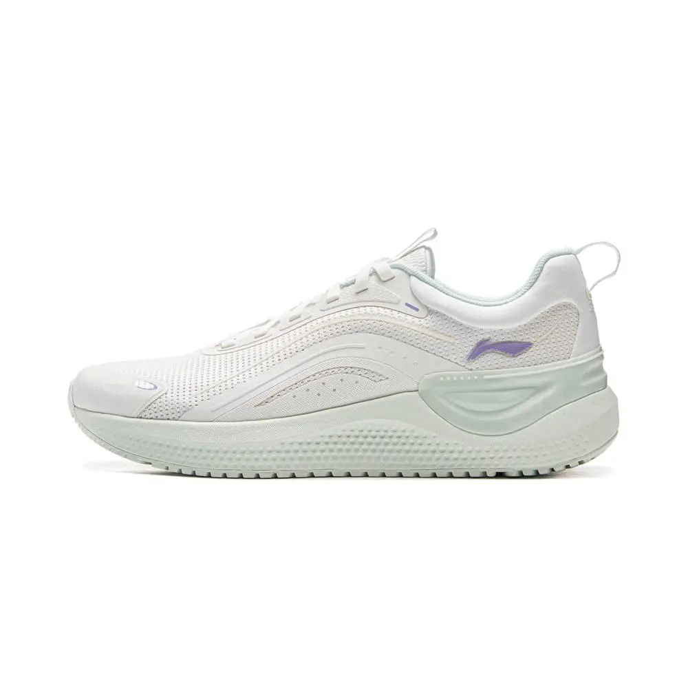 LiNing Shock Absorbers Slip Resistant Abrasion Resistant Lightweight Low top Running Shoes Women's Mist White