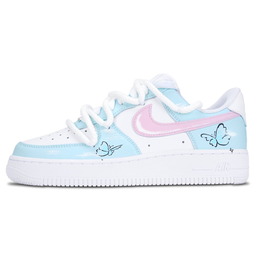 Nike Air Force 1 Dream Butterfly Anti Slip Wear Resistant Low Top Skateboard Shoes Women's Blue