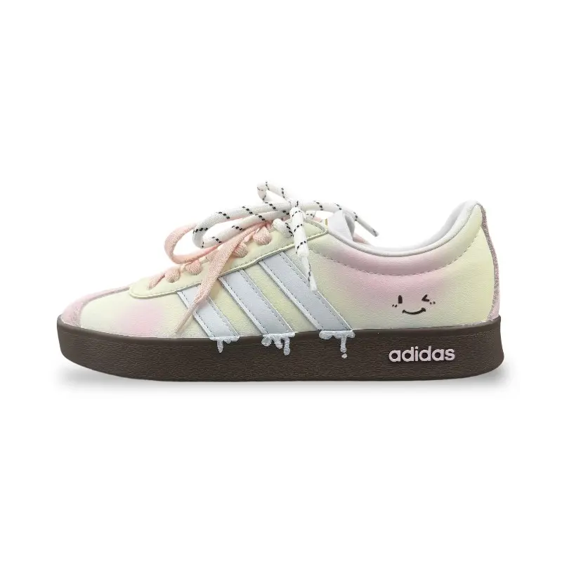 Adidas Vl Court Classic Abrasion Resistant Low top Skateboard Shoes Women's Pink