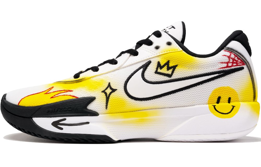 Nike Air Zoom G.T. Cut Academy Cushioned Wear-Resistant Breathable Low-Top Basketball Shoes Men's Yellow White