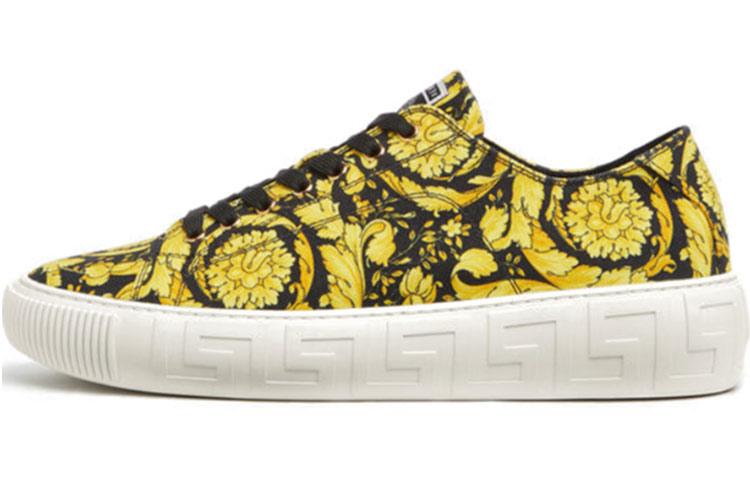 VERSACE Greca Barocco Print Low Top Yellow Black White