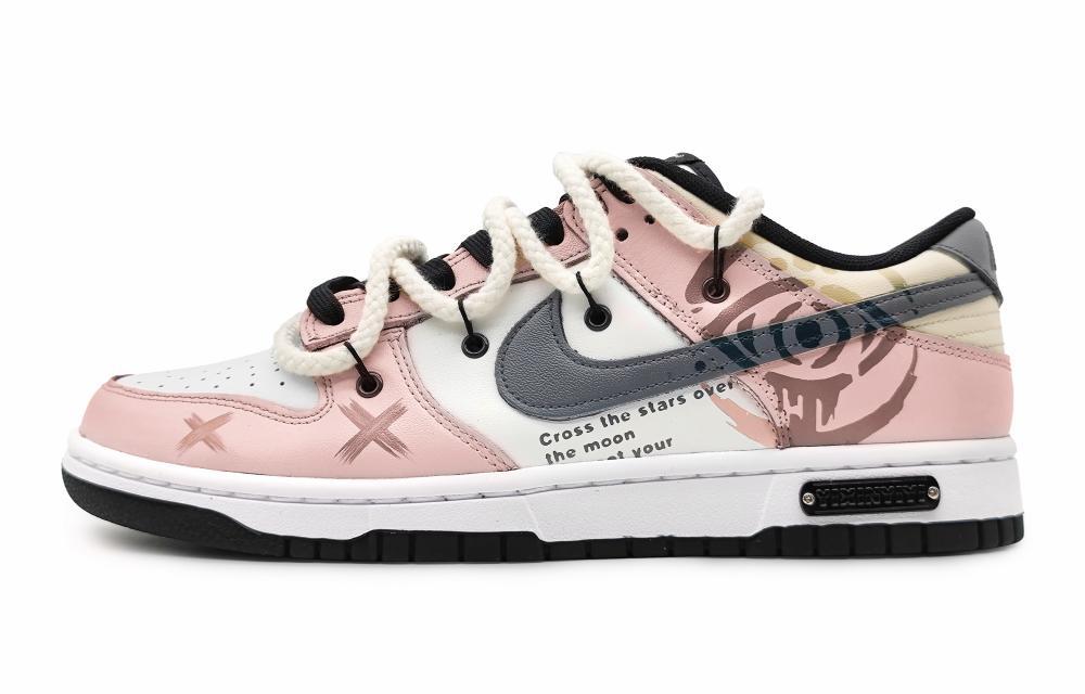 Nike Dunk Low Slip-Resistant Cushioning Wear-Resistant Lightweight Low-Top Skateboard Shoes GS Pink Gray