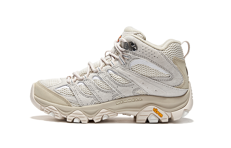 MERRELL MOAB 3 Mid Anti Slip And Wear Resistant Breathable Mid Top Outdoor Shoes Women's Ecru