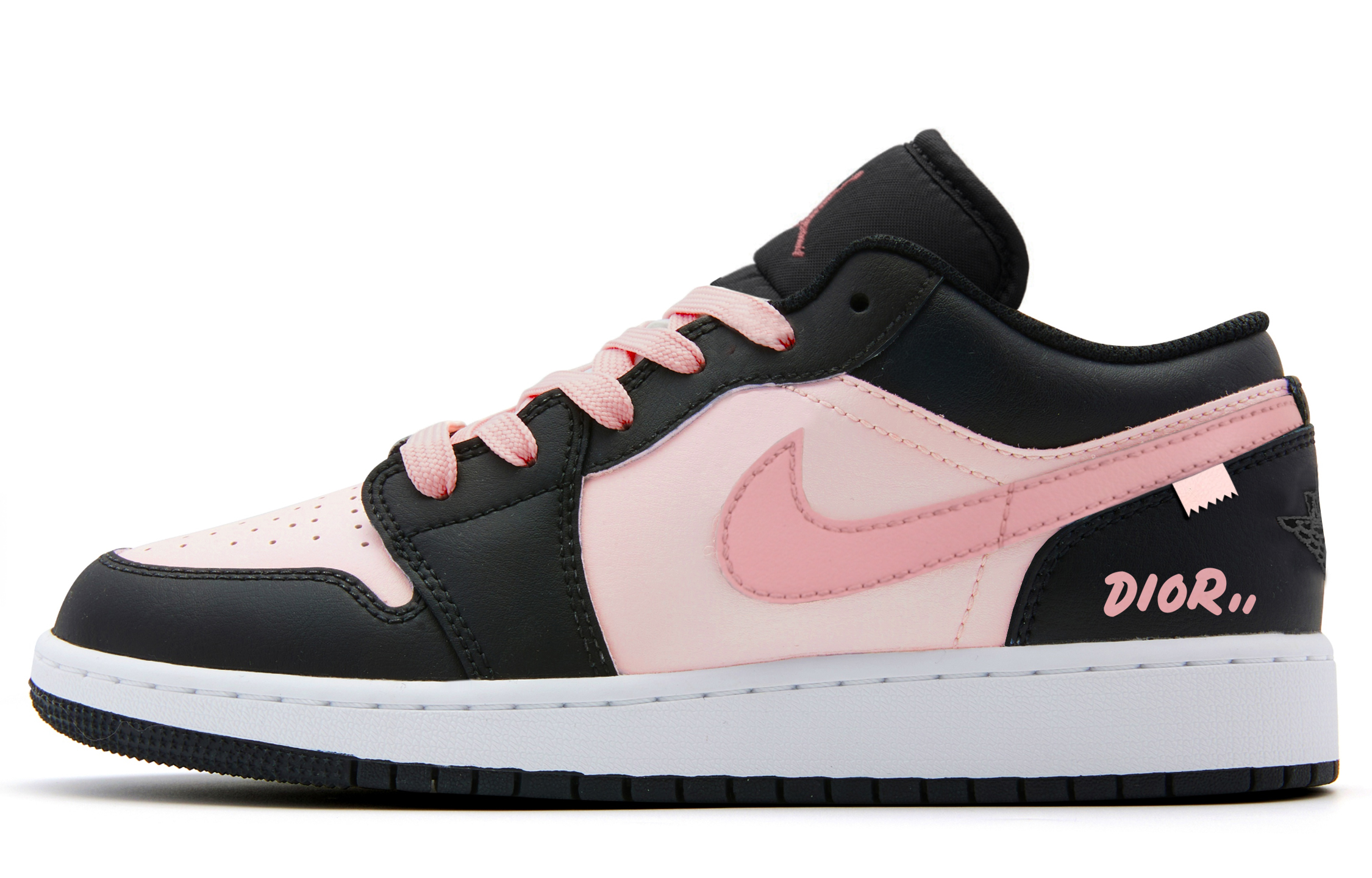 Jordan Air Jordan 1 Abrasion Resistant Low top Vintage Basketball Shoes Women's Black Pink