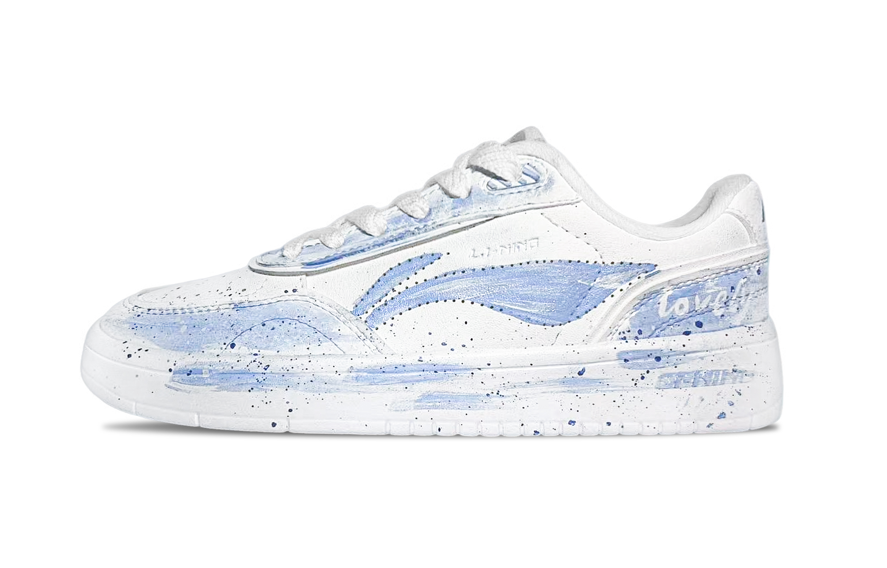 LiNing Su Anti Slip And Wear Resistant Height Increasing Low top Skateboard Shoes Women's Blue White