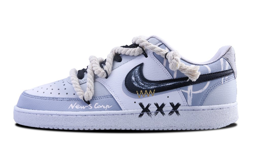 Nike Court Vision 1 Slip-Resistant Cushioning Wear-Resistant Low-Top Skateboard Shoes Men's Blue Gray