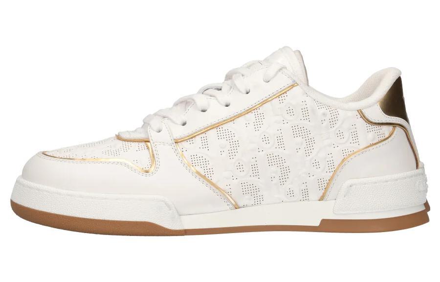 DIOR One White Sneakers Low Top Stylish Skateboarding Shoes Women's White Gold