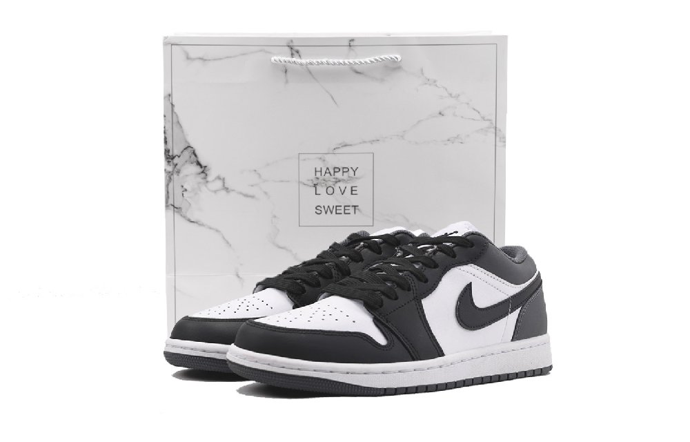 Jordan Air Jordan 1 Anti Slip Wear Resistant Low Top Vintage Basketball Shoes Unisex Black Gray