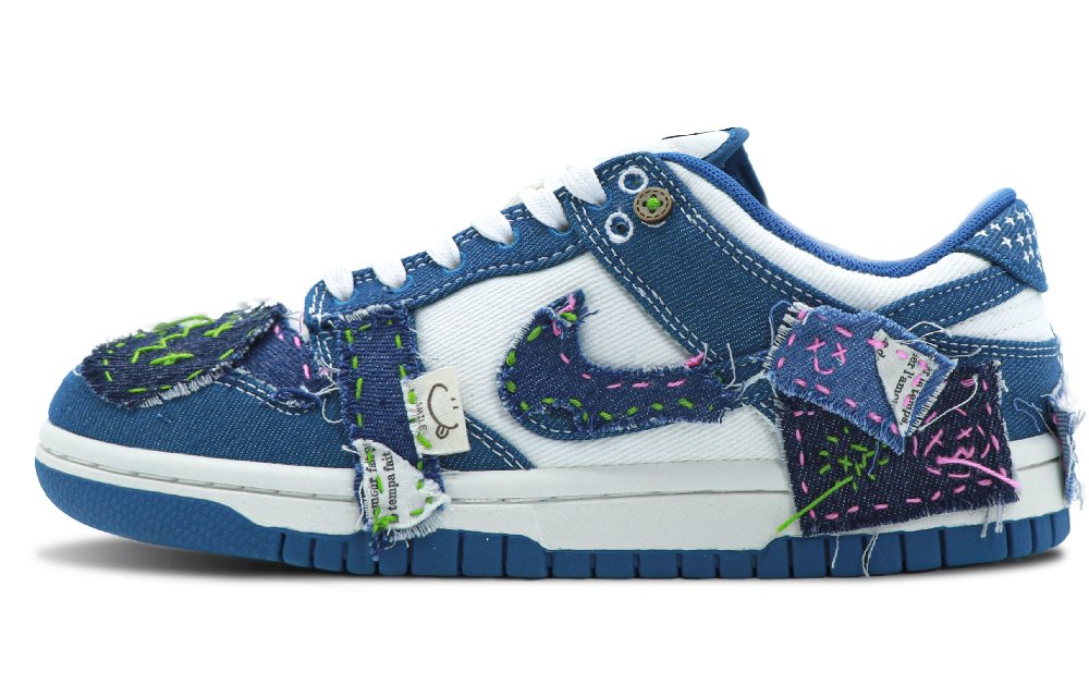 Nike Dunk Low Top Skateboard Shoes Men's Blue White
