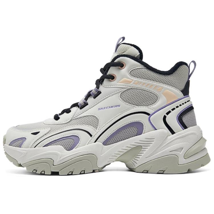 Skechers Sports Life Collection Anti-Slip Wear-Resistant High-Top Casual Shoes Women's White Gray