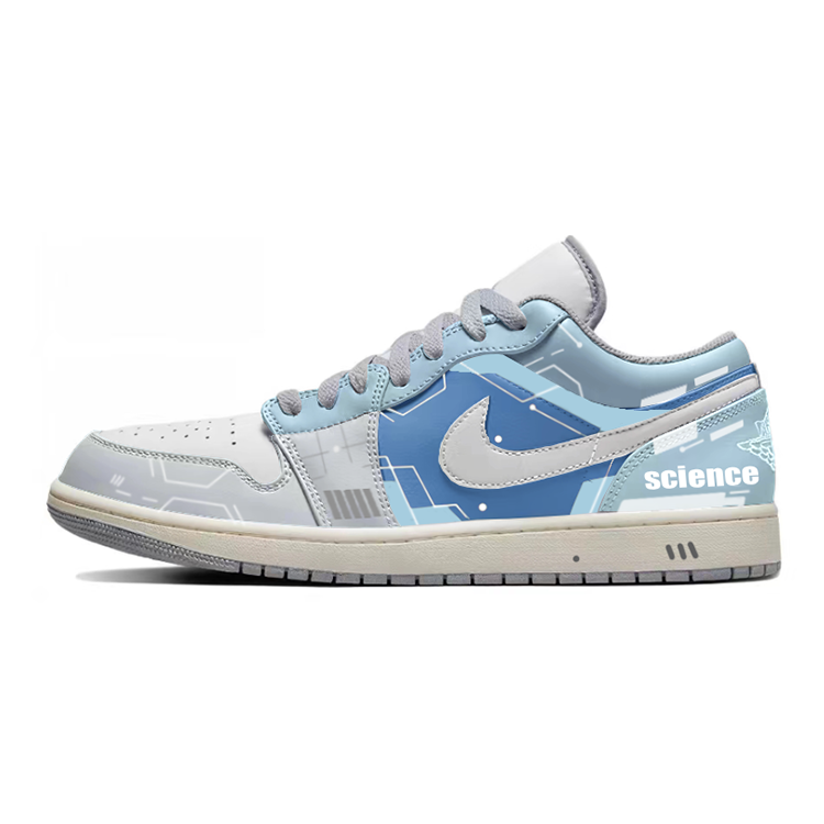 Jordan Air Jordan 1 Cushioning Anti-Slip Wear-Resistant Breathability Low-Top Vintage Basketball Shoes Men's Gray White