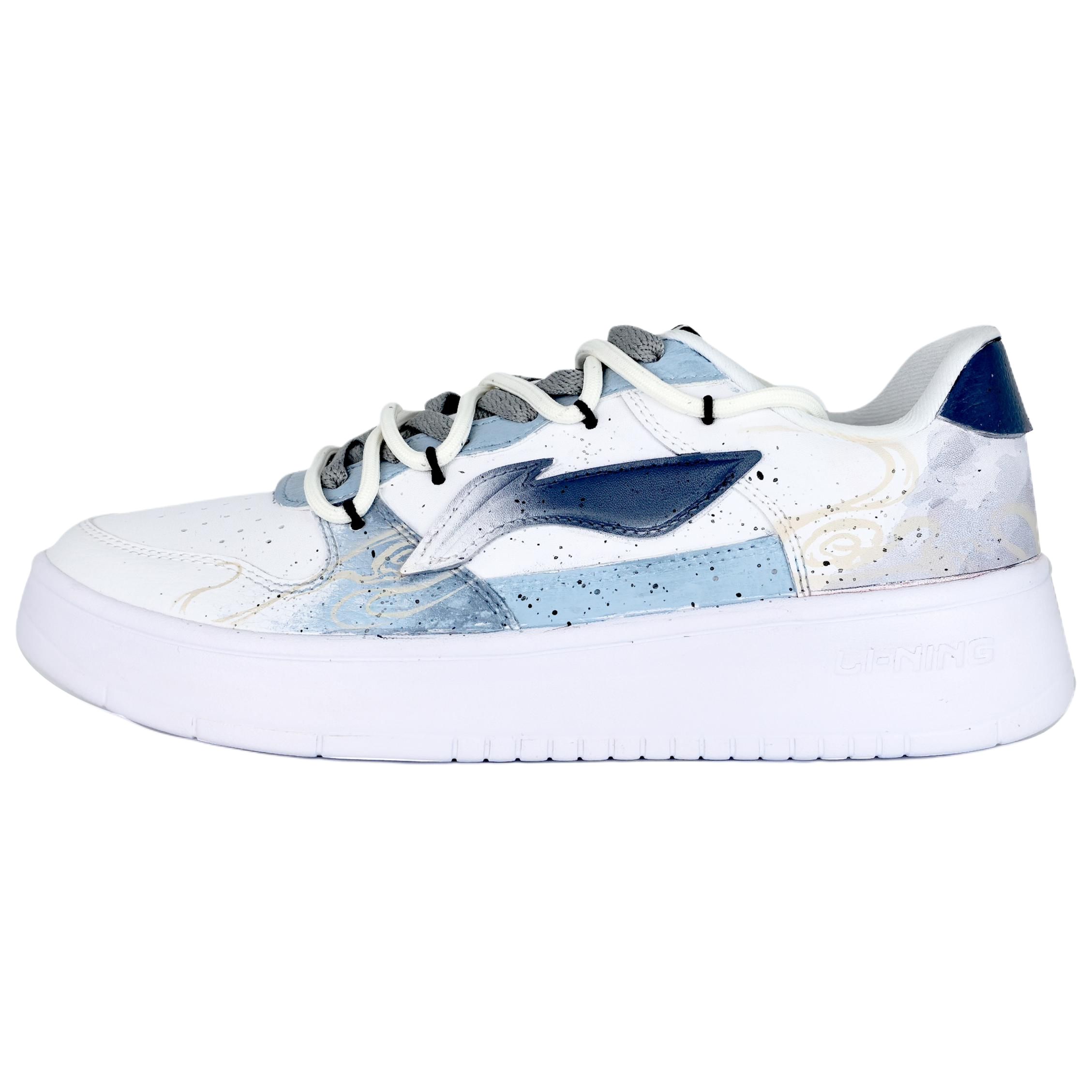 LiNing Pontoon Boats Shock Absorbers Abrasion Resistant Slip Resistant Low top Skateboard Shoes Unisex Blue White