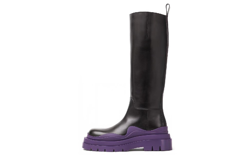 Bottega Veneta Tire BV Knee high Boots Women's Black Purple