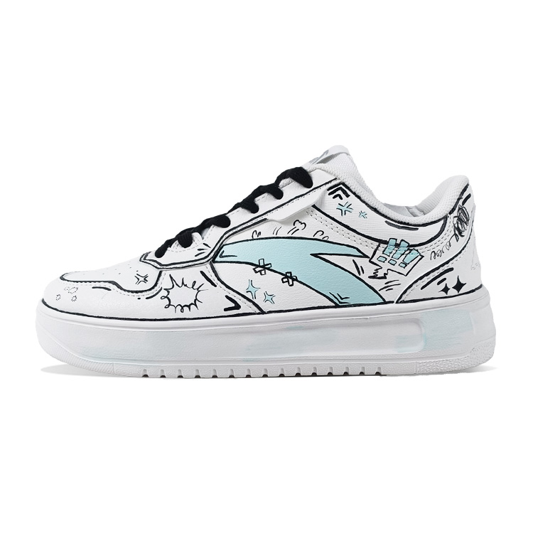 Anta Relaxed Slip Resistant Shock Absorbers Low Top Skateboard Shoes Unisex White Black