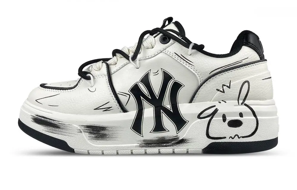 MLB Chunky Liner Abrasion Resistant Low top Skateboard Shoes Unisex White Black