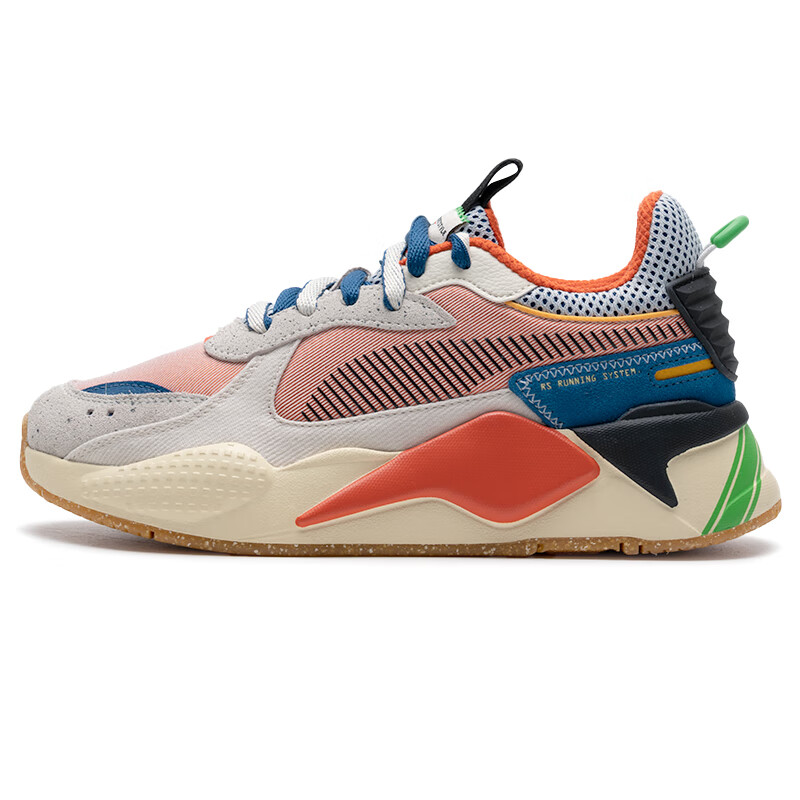 PUMA RS X Cushioning And Breathable Low Top Casual Running Shoes Unisex Ecru Mystic Red Blue Black