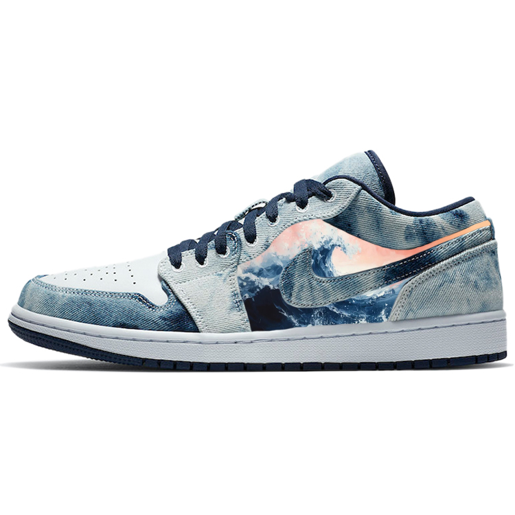 Jordan Air Jordan 1 Wear-Resistant Breathable Slip-Resistant Low-Top Vintage Basketball Shoes Men's White Blue