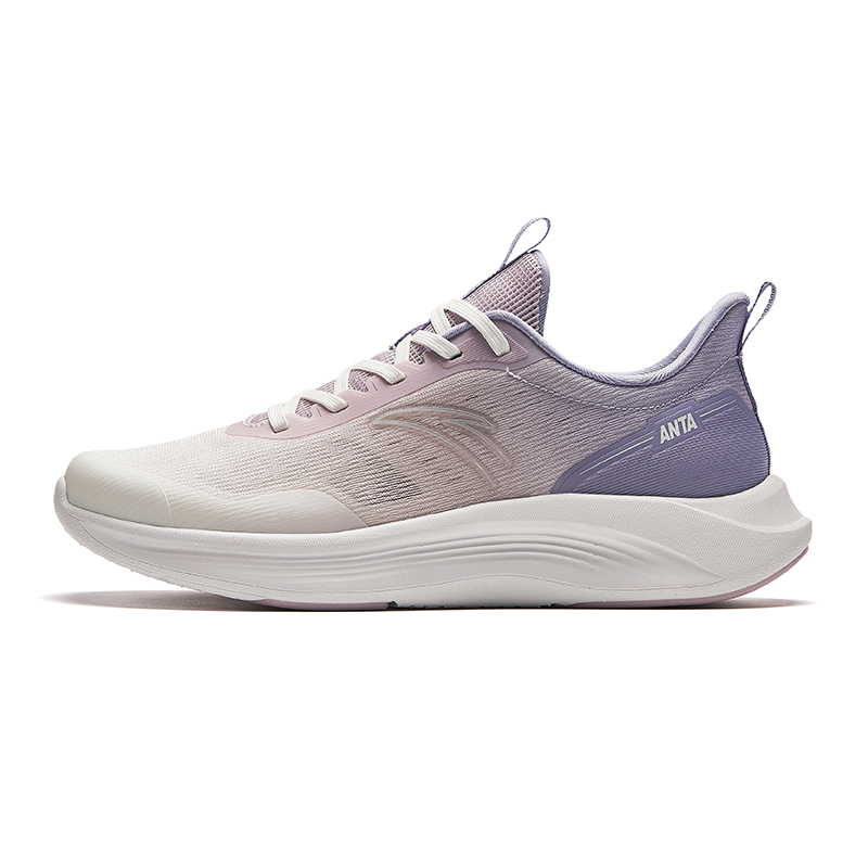Anta Cushioning, Abrasion Resistant, Breathable, Lightweight Low Top Running Shoes Women's White Pink Purple