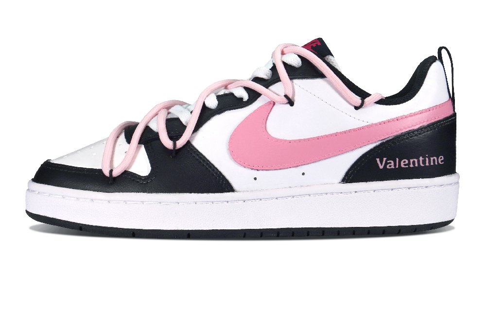 Nike Court Borough Low 2 Anti-Slip And Wear-Resistant Balance Low-Top Skateboard Shoes GS Black Pink