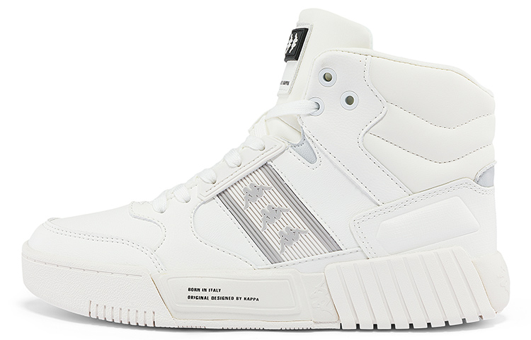 Kappa Lightweight And Wear resistant High Top Skateboard Shoes Unisex White Gray