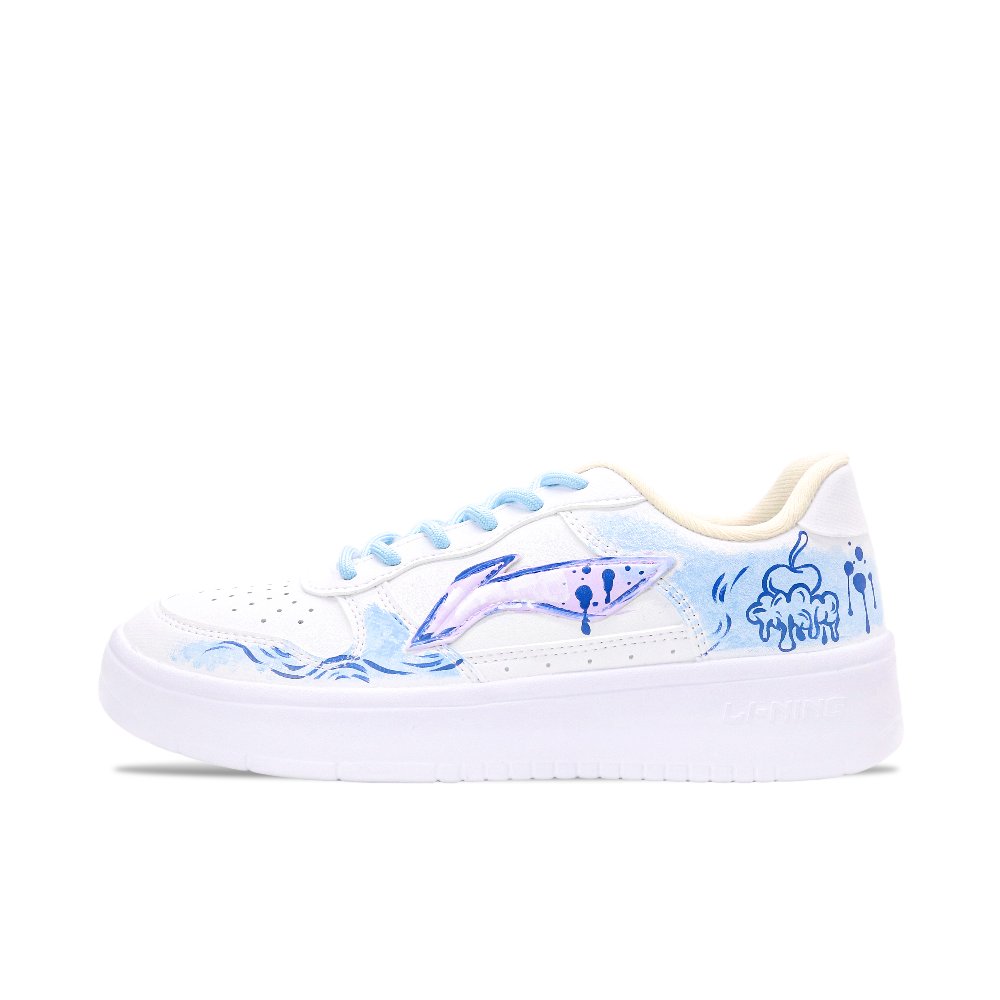 LiNing Pontoon Boats Cushioning, Wear Resistant Low Top Skateboard Shoes Unisex Blue Purple