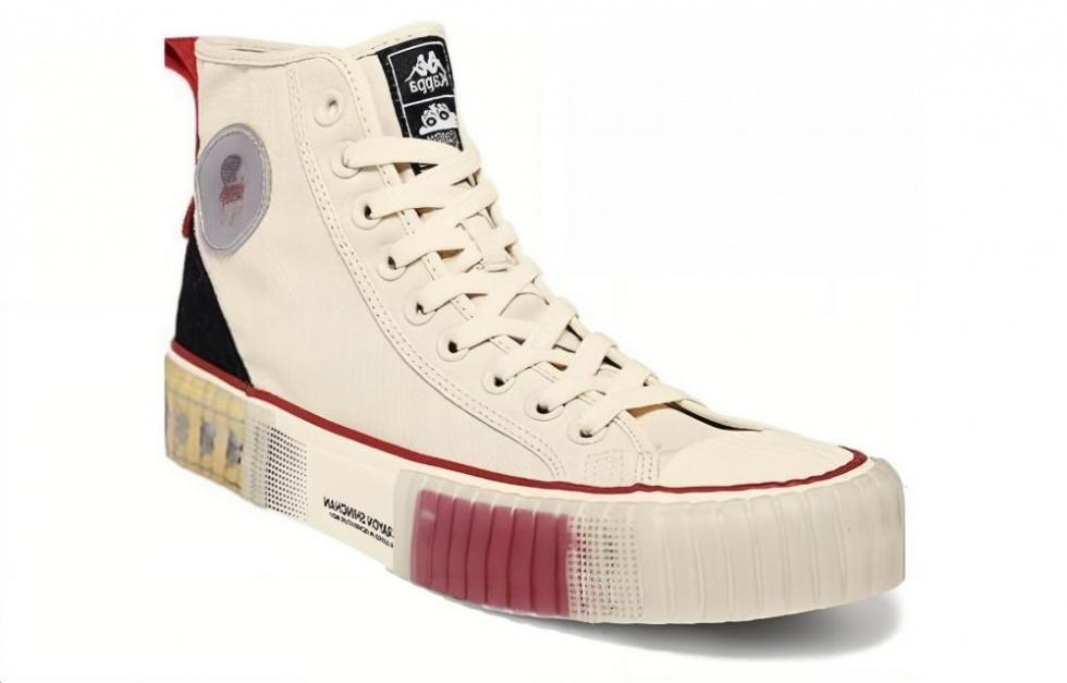 SHINCHAN x Kappa Anti Slip Wear Resistant High Top Skateboard Shoes Unisex White Red купить в интернет-магазине Yoocart с быстрой доставкой по России.