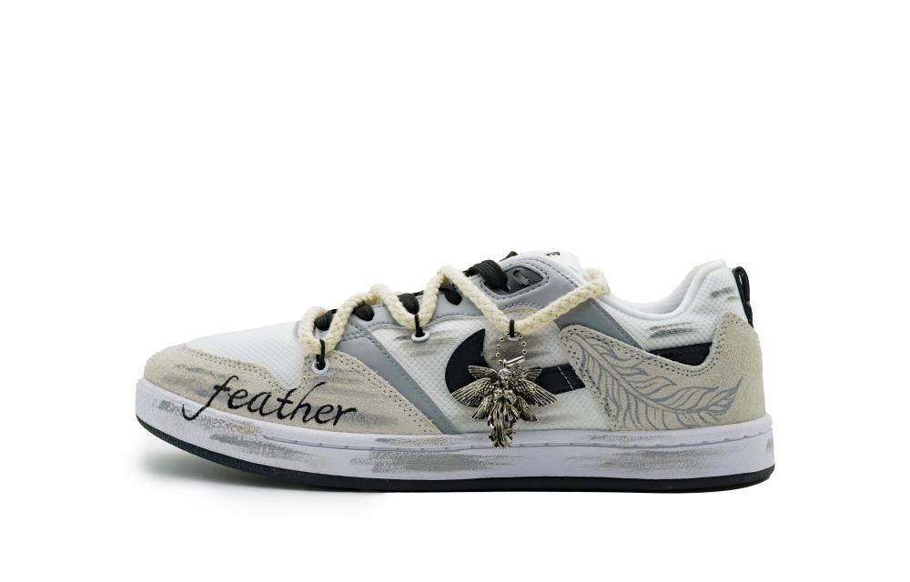 Nike SB Alleyoop Light Feathers Anti-Slip And Wear-Resistant Lightweight Low-Top Skateboard Shoes Men's White Gray