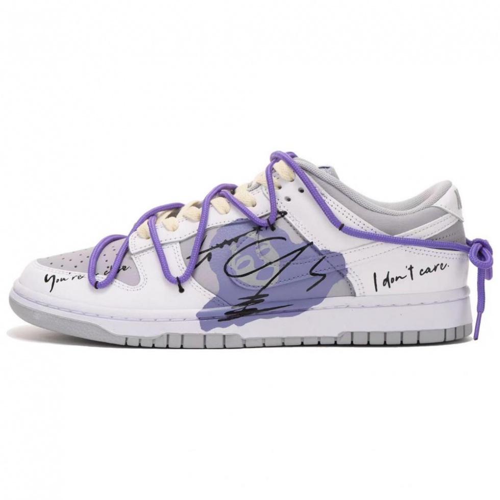 Nike Dunk Low Retro Low-Top Skateboard Shoes Men's Gray White Purple