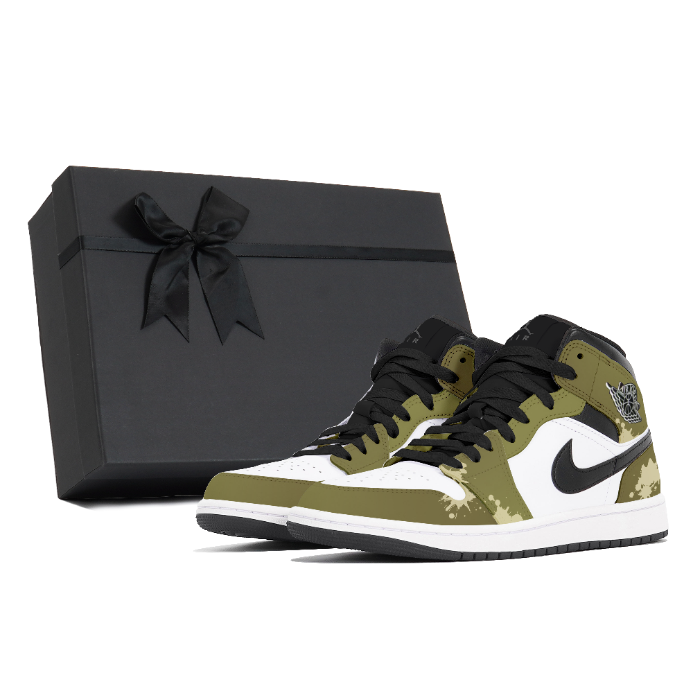 Jordan Air Jordan 1 Dust, Lichen, Box Abrasion Resistant Mid Top Vintage Basketball Shoes Men's White Green
