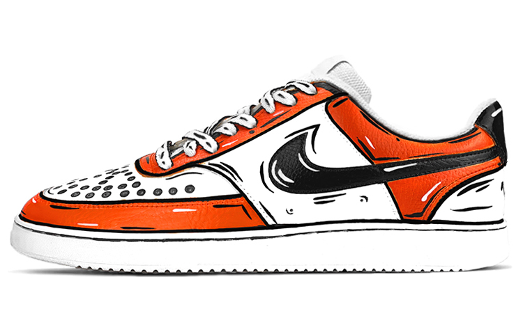 Nike Court Vision 1 Low Top Skateboard Shoes Women's Black Orange White