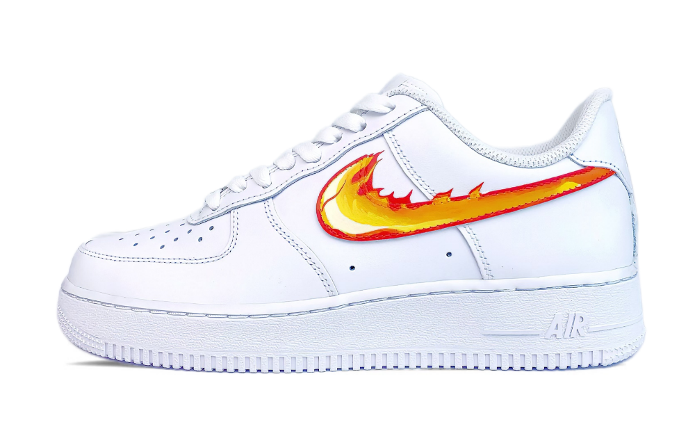 Nike Air Force 1 Abrasion Resistant Low Top Skateboard Shoes Men's White Blue Orange
