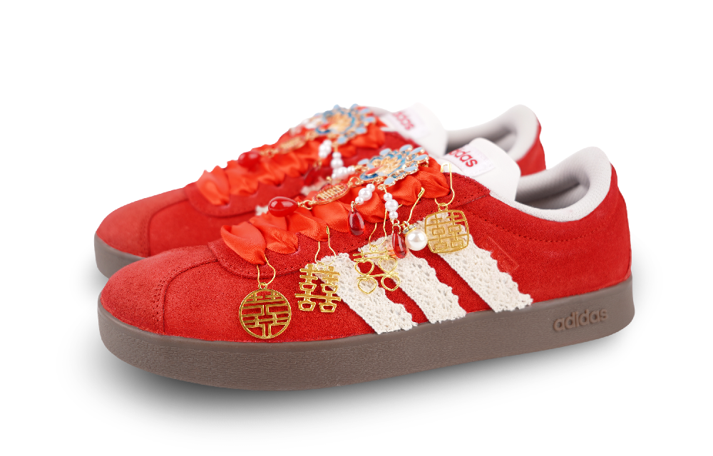 Adidas Neo VL Court Lifestyle Anti Slip Wear Resistant Low Top Skateboard Shoes Unisex Red
