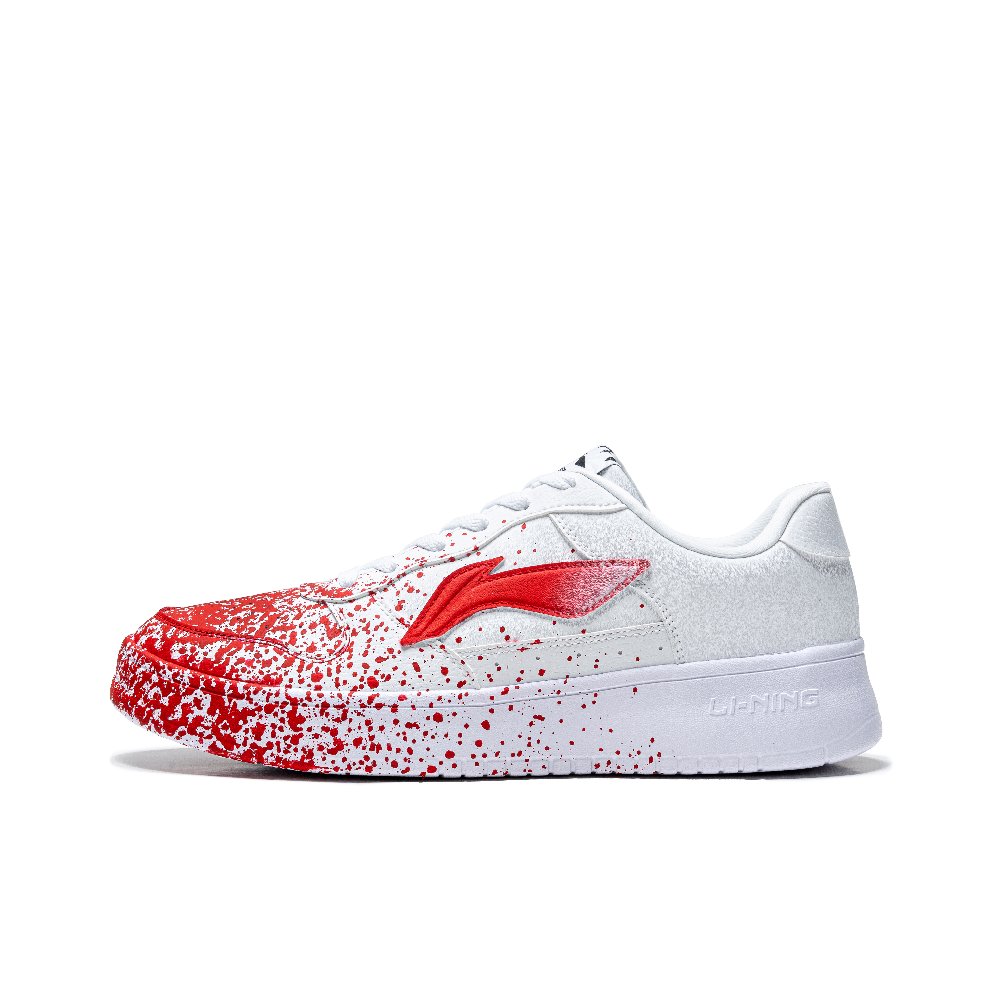 LiNing Pontoon Boats Abrasion Resistant Breathable Height Increasing Low Top Skateboard Shoes Men's White Red
