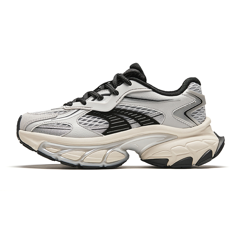Anta Star Moon Series Cushioning Anti-Slip And Wear-Resistant Low-Top Chunky Sneakers Women's Gray Silver Black