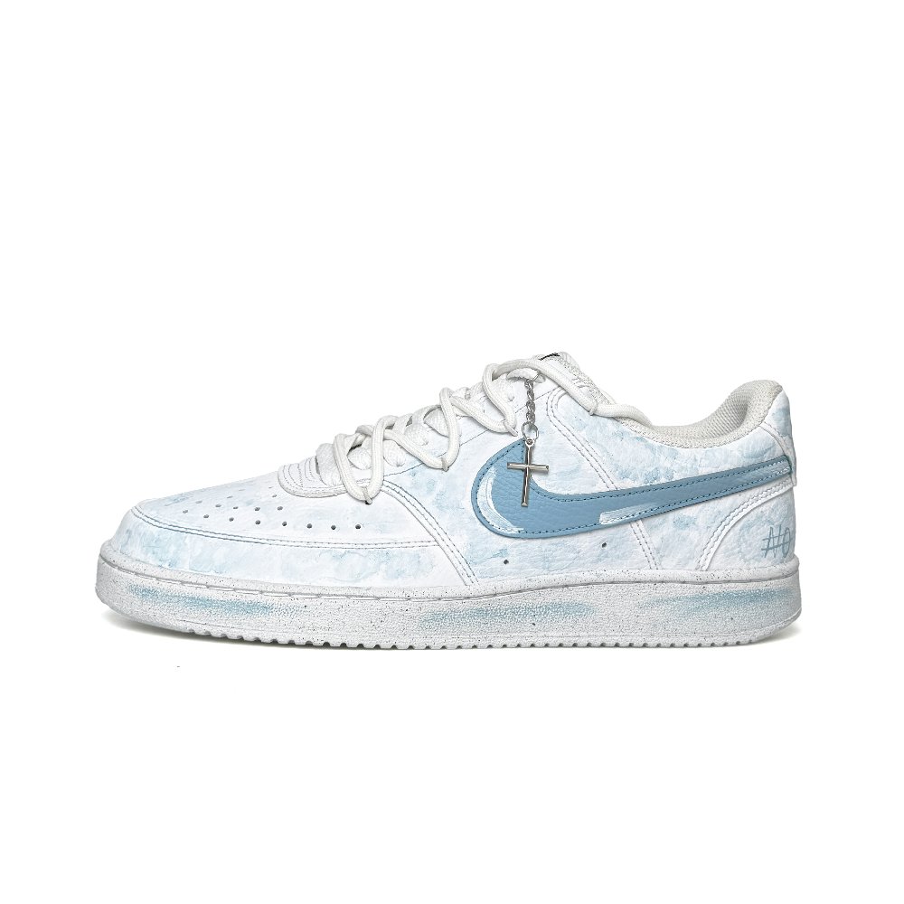 Nike Court Vision 1 Slip-Resistant Low-Top Skateboard Shoes Men's Blue