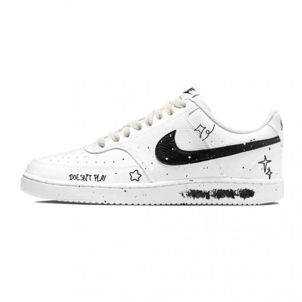 Nike Court Vision 1 Abrasion Resistant Low top Skateboard Shoes Men's Black White