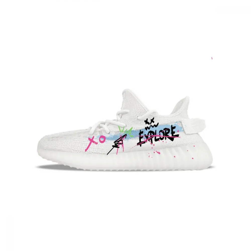 Adidas Originals Yeezy Boost 350 V2 Abrasion Resistant Quick Dry Low top Casual Shoes Unisex White Blue