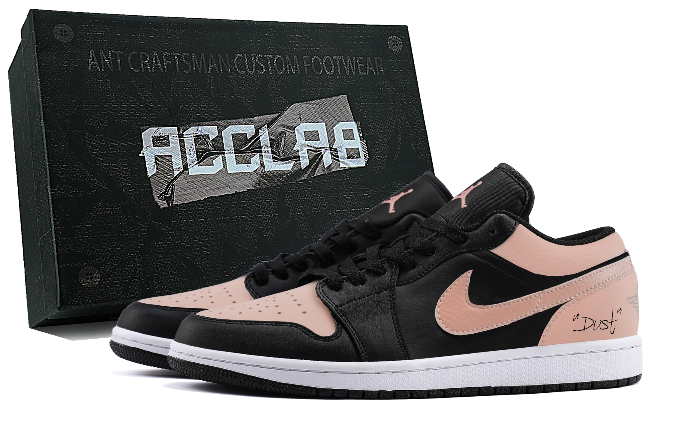Jordan Air Jordan 1 Abrasion Resistant Low Top Vintage Basketball Shoes Unisex Black Pink