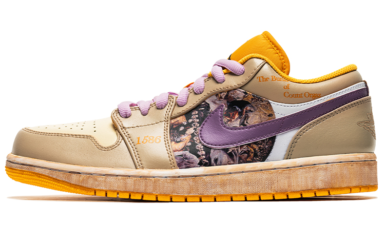 Jordan Air Jordan 1 Low Low-Top Vintage Basketball Shoes Men's White Yellow