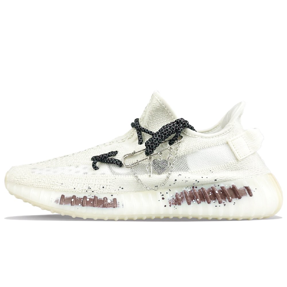 Adidas Originals Yeezy Boost 350 V2 Abrasion Resistant Low Top Casual Shoes Unisex White Brown