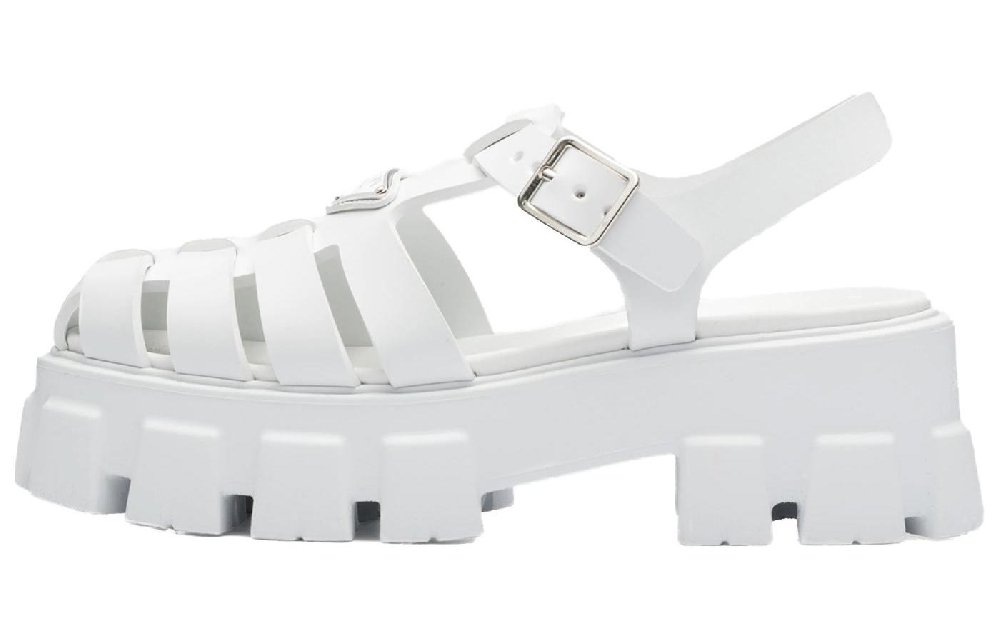 PRADA Monolith Foam Rubber 55mm Sandals White Women's