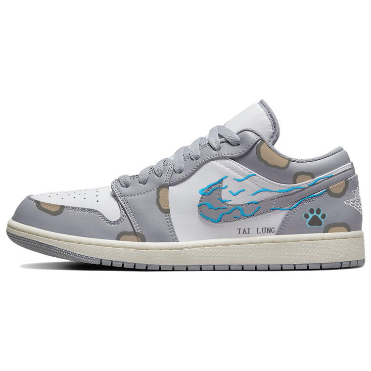JORDAN Air JORDAN 1 Vintage Basketball Shoes Men Low Top White/Gray