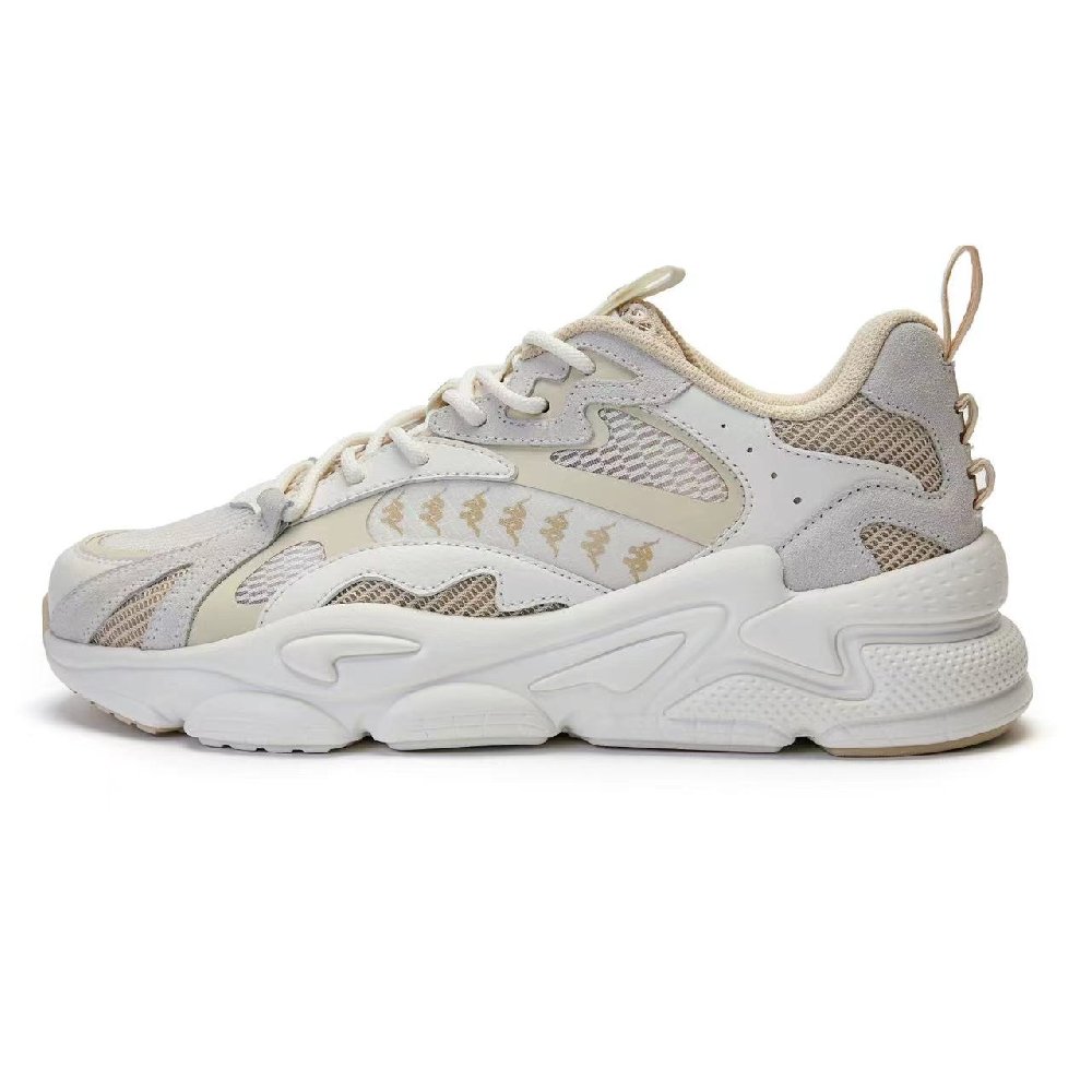 Kappa Anti-Slip Wear-Resistant Breathable Height Increasing Low-Top Chunky Sneakers Unisex Heron Feather White