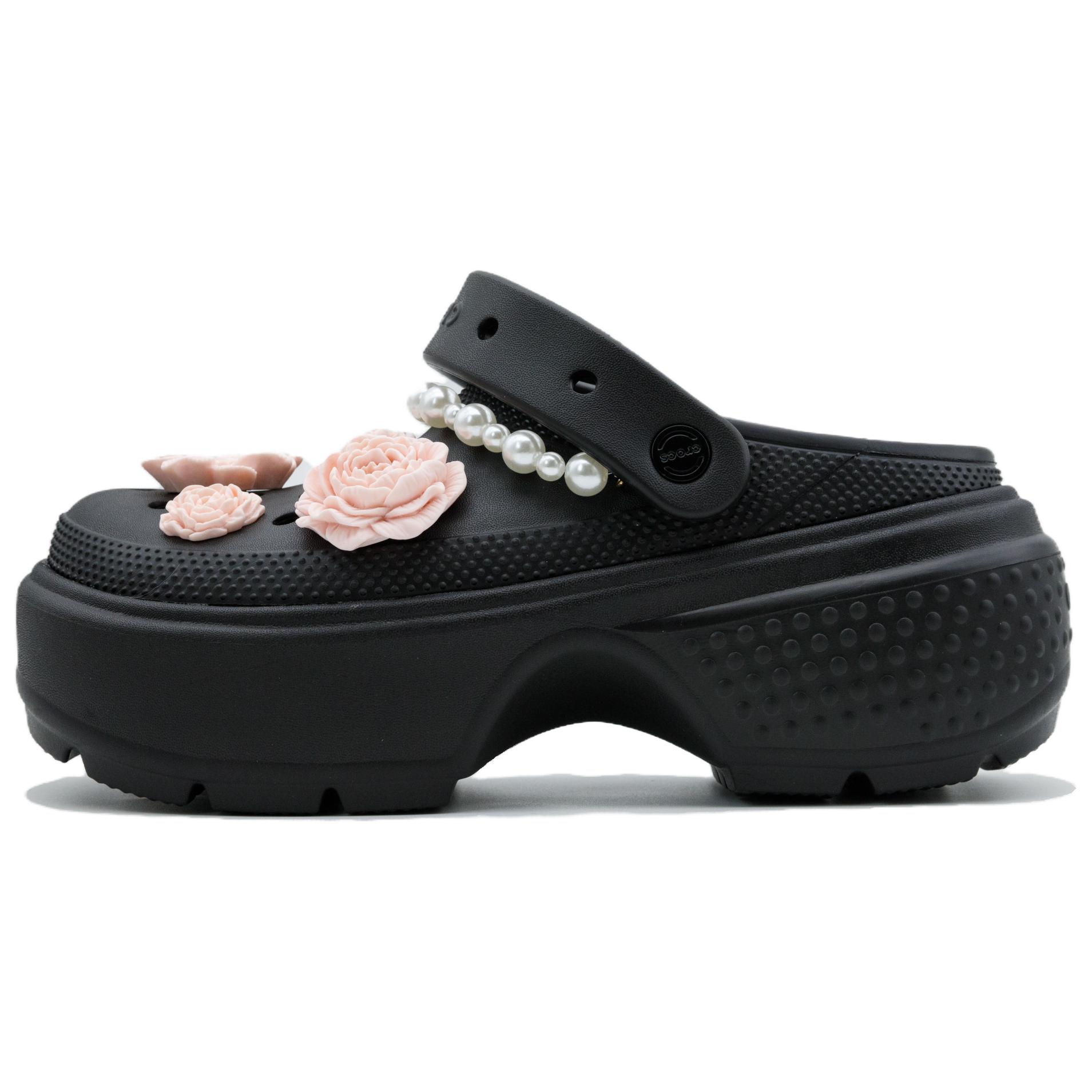 Crocs Stomp Rose Garden Clogs Unisex Black
