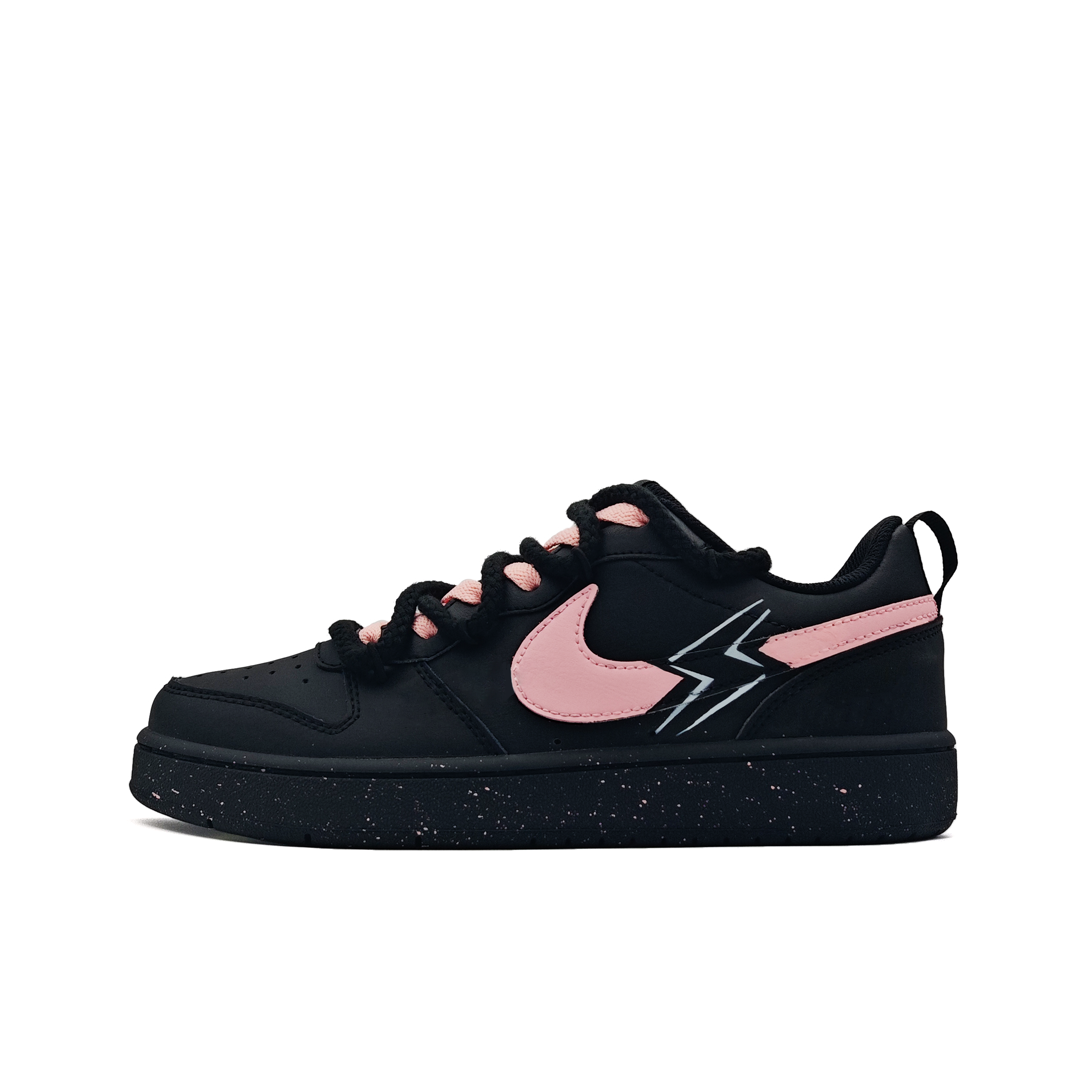 Nike Court Borough Lightning Collision Abrasion Resistant Slip Resistant Low top Skateboard Shoes Unisex Black Pink