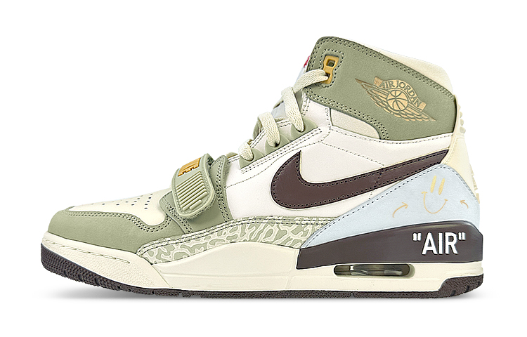Jordan Legacy 312 Mid-Top Vintage Basketball Shoes Men's White Green Gold