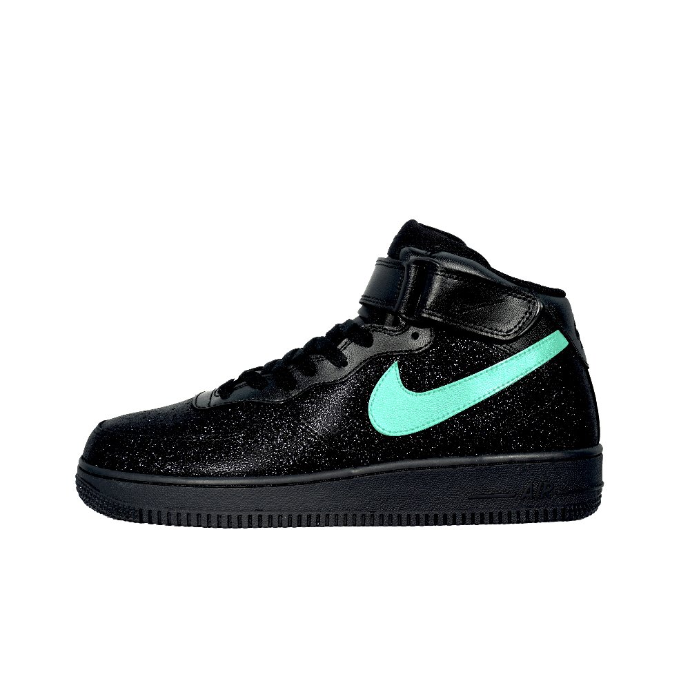 Nike Air Force 1 Breathable And Wear-resistant Mid-Top Skateboard Shoes Unisex Black Green