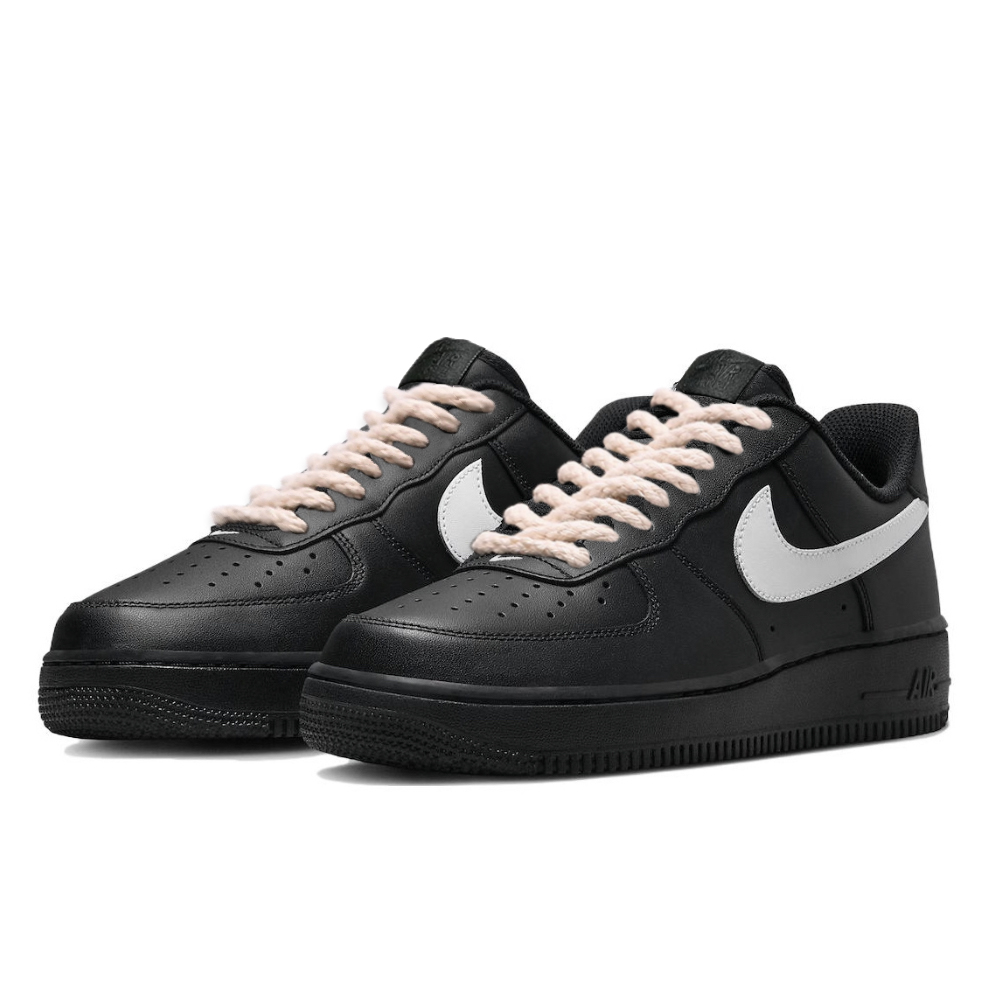 Nike Air Force 1 'White Swoosh' Triple Lab Coated Slip Resistant Cushioning Low Top Skateboard Shoes Men's Black White